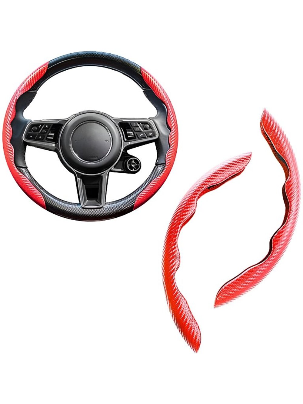 Carbon Fiber Steering Wheel Cover, Men's and Women's, Non Slip,15-inch Universal